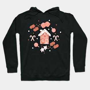 Christmas, ginger bread house, Christmas essentials, Christmas pattern Hoodie